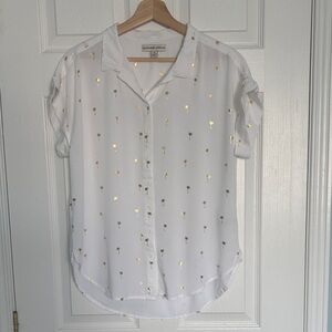 Alexander Jordan palm tree print button down blouse